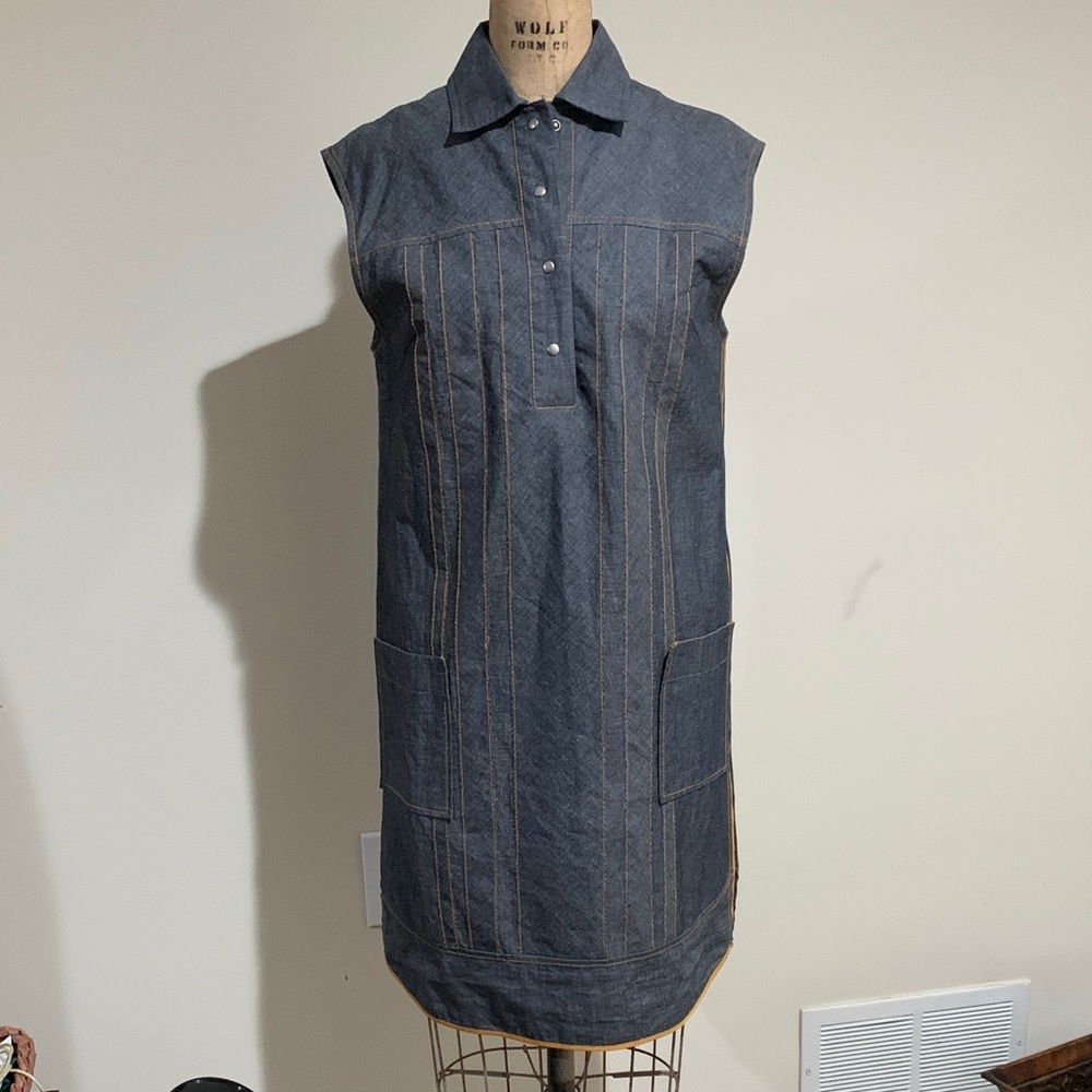 Sachin + Babi Gray Sleeveless Denim Dress with Pockets Size 6 sample